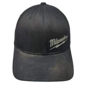 Milwaukee Fitted Baseball Cap Black XL Solid Flexfit Vent Holes Outdoor